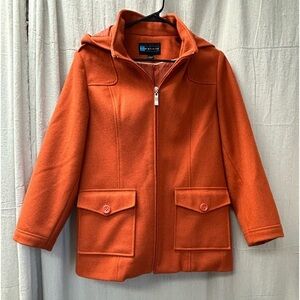 Relativity Orange / Vintage/ Rust Wool Hooded Coat Zip / Size L/